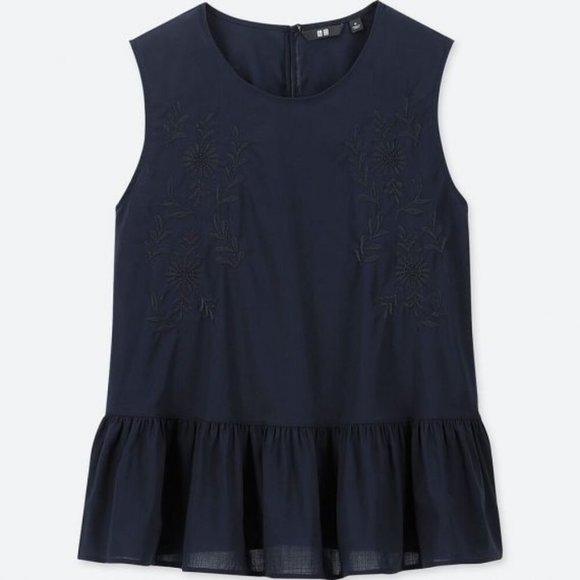 Uniqlo Tops - Uniqlo Navy Blue Peplum Tank Top